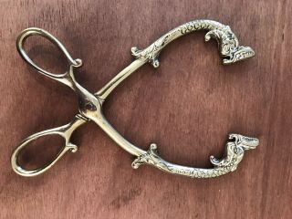 Vintage Brass Coal Wood Tongs - Dragon Decorated Fireside Stove Forceps