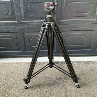 Manfrotto 3246 Tripod With 501 Head Video Fluid Made In Italy Vintage
