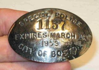 Obsolete Antique 1959 Special Police Badge City Of Boston