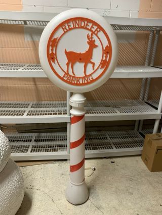 Reindeer Parking Blow Mold Union Products Sign Candy Cane Christmas Vintage 46”