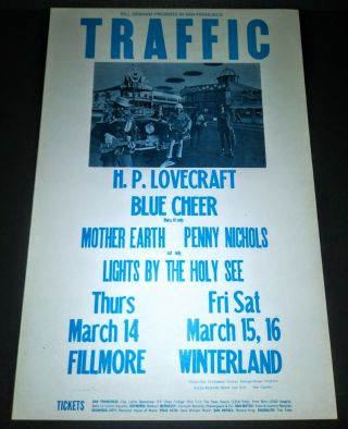 Vintage 1968 Traffic Concert Poster (bg - 111 - Op - 1) Alton Kelley Stanley Mouse Nm,