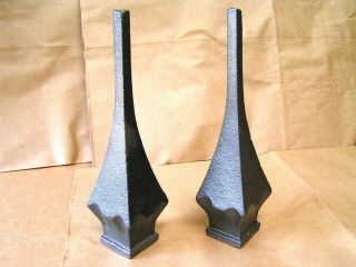 Two Solid Cast Iron Steeple Finials Architectural Hammered Steel Finish