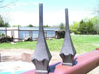 TWO solid cast iron Steeple finials Architectural Hammered Steel finish 3