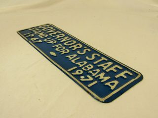 Vintage Stand Up for Alabama 1967 - 1971 Governor’s Staff License Plate Steel Sign 3