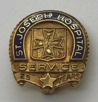 Vintage 10k Gold St.  Joseph Hospital 25 Years Service Lapel Pin 5.  6g - Not Scrap