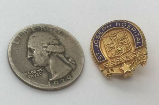 Vintage 10K Gold ST.  JOSEPH HOSPITAL 25 Years Service Lapel Pin 5.  6g - Not Scrap 2
