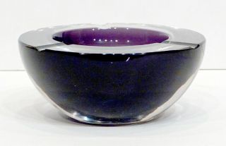 Vintage Murano Art Glass Mid - Century Modern Seguso Sommerso Geode Ashtray Bowl