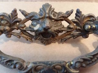 2 Antique Figural North Wind Solid Brass Drop Furniture Drawer Cabinet Pull