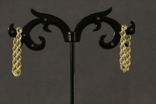 Vintage Estate Jewelry 10kt Yellow Gold Rope Twist Hoop Dangle Pierced Earrings