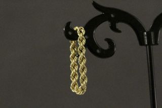 Vintage Estate Jewelry 10KT Yellow Gold Rope Twist Hoop Dangle Pierced Earrings 2