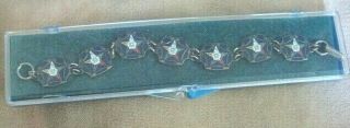 Vintage Ladies Masonic Order Of The Eastern Star Bracelet Enamel Star Linked