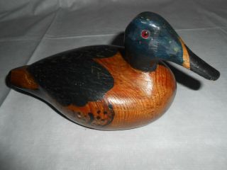 Vintage Hand Carved & Painted Wood Duck Decoy 9 " L 4.  5 " W 4.  5 " T India
