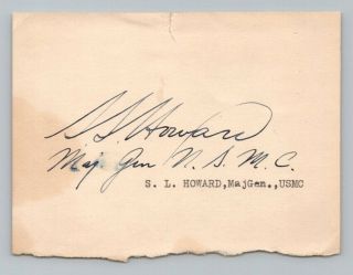 Ww2 Pow Vintage Major General Samuel Howard Signed Autograph / Us Marine Corps