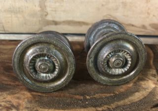 2 - Vintage Brass Cabinet Knobs With Back Plate Drawer Door Pull