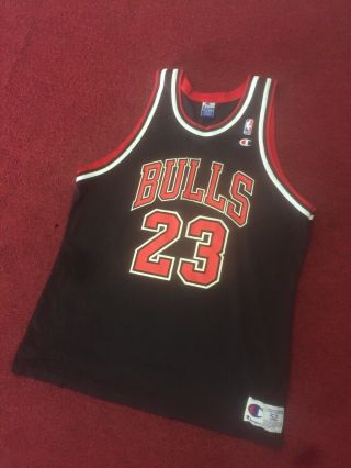 Vtg Chicago Bulls Jersey Size 52 Michael Jordan Black Champion Vintage