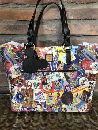 Nwt Disney Dooney Bourke 90th Mickey Through The Years Collage Celebrations Tote