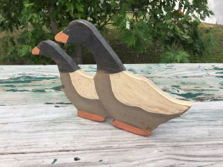 Vintage Hand Carved Wood Wall Plaque Canadian Geese Ducks Bird Wall Art