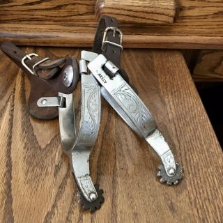 Vintage Kelly Marked Single Mounted Cowboy Western Spurs & Leathers