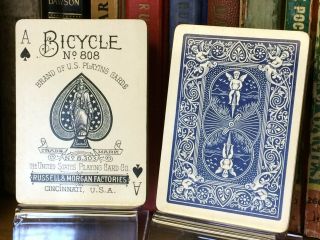 Antique Bicycle 808 Rider Back Playing Cards Us8b 52/52 Vintage Late 1890s