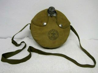Vintage Bsa Boy Scouts Of America Official Canteen W/original Boy Scouts Cover