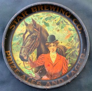 Antique Vtg Star Brewing Prize Ales Lager Beer Advertising Tray Pre Pro Boston