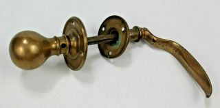 Antique Brass Door Knob Handles Pulls W/ Plates Old Victorian Vintage " Hope "