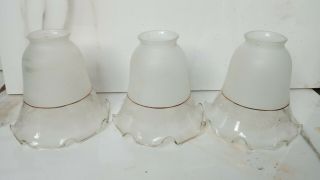 3 Antique Victorian Pressed Glass 2 1/4 Fitter Sconce Light Fixture Shade
