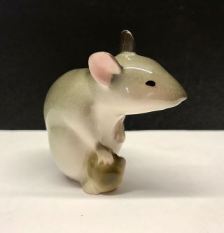 Vtg Ussr Mouse With Nut Mice Chinchilla Rat Porcelain Figurine Lomonosov Lfz ЛФЗ