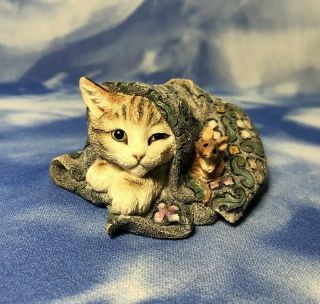 Htf 2000 Ca Country Artists " Kitten With Mouse " Kitty Cat Figurine 01446 Rguc