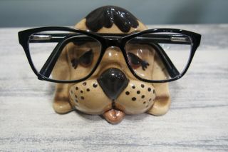 Vintage Brown Puppy Dog Face Glasses Holder