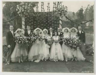 Norma Shearer Irving Thalberg Vintage Wedding Photo With Bridesmaids Groomsmen