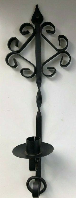 Vintage Black Scrolled Wrought Iron Sconces Pair 3