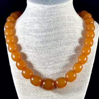 Vintage Baltic Amber Necklace Graduated Oval Honey Butterscotch Beads 79,  7 Gm.