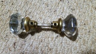 Antique Crystal Door Knob Set Victorian Style Doorknob 8 Point Rounded