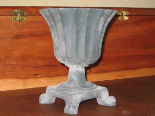 French Cast Iron Fluted Vintage Planter Urn Black Gray 6 " Tall
