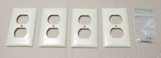 4 Qty.  Mid - Century Vintage Sierra Ribbed Ivory Bakelite Wall Outlet Cover Plates