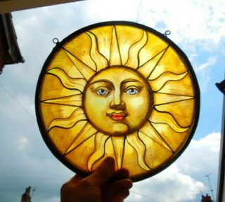Vintage Stained Glass Fragment Of A Sun.