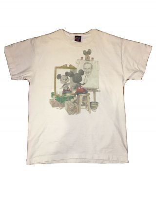 Vtg Disney T Shirt Size Large Triple Self Portrait Mickey Walt The Art Of Rare