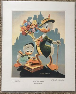 Carl Barks Signed Authentic Le Lithograph Dude For A Day Donald Duck 320 Disney