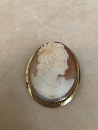 Antique Vintage Victorian/edwardian 14k Yellow Gold Cameo Brooch/ Pendant 1 7/8”