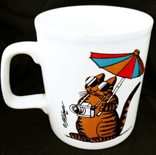 B Kliban Cat Mug Vintage Coffee Cup 80s Tourist Cat 1980 Summer Vacation