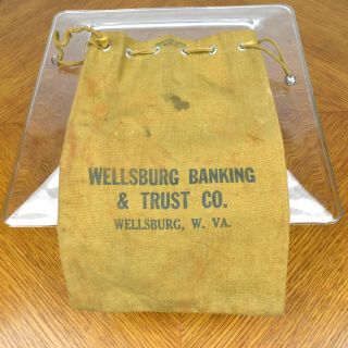 Vtg Bank Money Coin Bag Wellsburg Banking & Trust Co Wv Continental Bank Supply