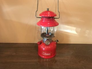 Vintage Coleman 200a Single Mantle Red Lantern 05/58 W/pyrex Globe -