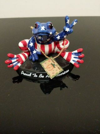 Westland Peace Frogs Proud To Be An American Frog Ceramic Usa Flag Fs Charity
