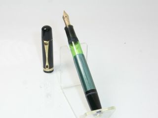 Vintage Pelikan 100n Green Marbled Pistonfiller Fountain Pen Flexy 14ct B Nib