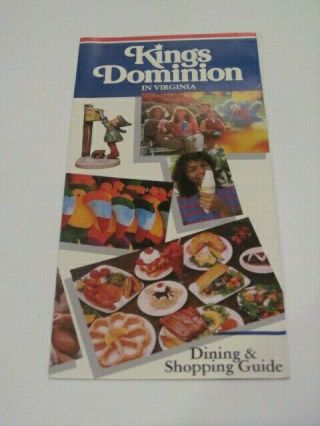 Kings Dominion Map Dining Shopping Guide Brochure 1986 Smurf Mountain Shockwave