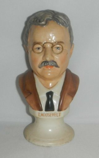 Lefton China Us President Theodore Roosevelt Porcelain Bust Statue Figurine