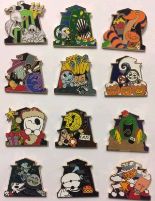 Disneyland Haunted Mansion Holiday 2017 Nightmare Mystery 12 Pin Set - 6 Chasers