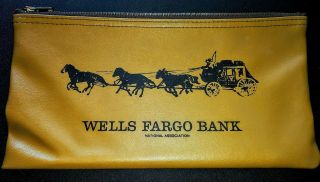 Vintage Wells Fargo Bank Zipper Money Deposit Bag