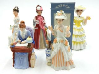 Set Of 5 Vintage Avon Miniatures Mrs.  P.  F.  E.  Albee Figurines Circa 1985 To 1993